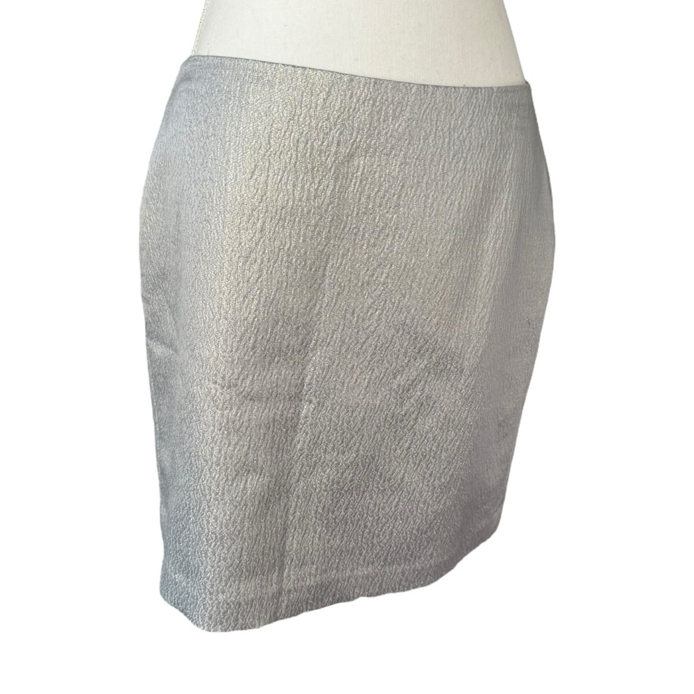 NWT Ann Taylor a-line mini Silver gold metallic Women's Skirt sz 6 cocktail silk